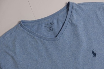 POLO RALPH LAUREN__BŁĘKITNY T-SHIRT KOSZULKA V-NECK__M