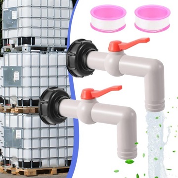 2 SZT. ZAWÓR WYLOTOWY, ADAPTER ZBIORNIKA IBC, KULOWE ZAWORY WYLOTOWE