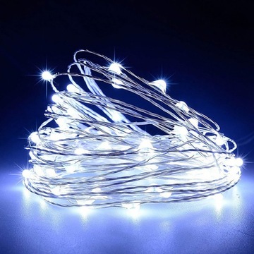 СОЛНЕЧНАЯ САДОВАЯ ГИРЛЕНД-ЛАМПА 100 LED ХОЛОДНАЯ 12м