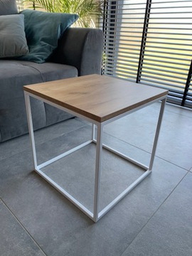HIT STOLIK KAWOWY BIAŁY DĄB ZŁOTY CRAFT LOFT METAL