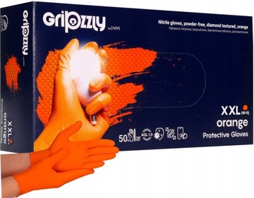 RĘKAWICE NITRYLOWE WARSZTATOWE mechanik MOCNE RĘKAWICZKI GRIP ORANGE XXL 11