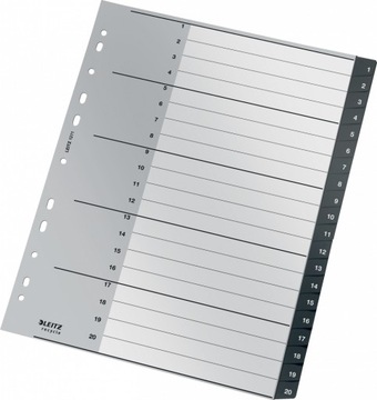 Przekładki plastikowe numeryczne Leitz 1-20 przekł
