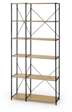 REGAŁ CZARNY METAL DĄB SONOMA 90x30/190cm LOFTOWY
