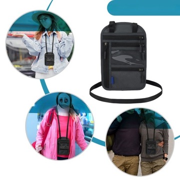 UCHWYT NA KARTY PASZPORTOWE TORBA PODRÓŻNA NA SZYJĘ