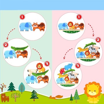 ИГРА «БАЛАНСА ЖИВОТНЫХ» ДЕРЕВЯННЫХ КРУГОВ МОНТЕССОРИ