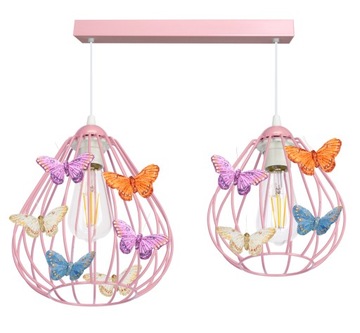 Lampa wisząca dla dziewczynki MOTYLEK 2 RÓŻ owal