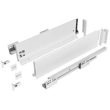 Szuflada GTV AXIS PRO biała średnia L-450mm H-116 cichy domyk wysuw 3D 40kg