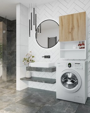 ШКАФ В ВАННОЙ ПОДВЕСНОЙ НАД СТИРАЛЬНОЙ МАШИНОЙ, МАТОВЫЙ