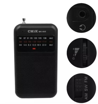 Mini radio turystyczne kieszonkowe AM FM CMiK MK-605