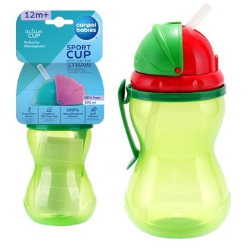CANPOL BIDON KUBEK Z RURKĄ silikonową ze słomką 370 ml 12+