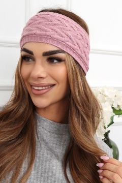 ПОВЯЗКА НА ГОЛОВУ ЖЕНСКАЯ НАУШКИ ТЮРБАН ТЕПЛАЯ ШАПКА ШИРОКАЯ РОЗОВАЯ