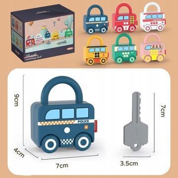 Головоломки, транспортные средства, навесные замки, ключи, головоломка, обучение счету 6