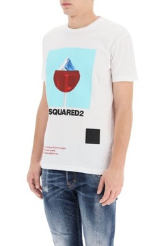 DSQUARED2 luksusowy włoski t-shirt koszulka BIANCO roz.L