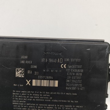 JAGUAR F-PACE 2017 MODUL / ŘÍZENÍ SYSTÉMU STARTOVÁNÍ BEZ KLÍČKU