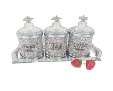 Pojemniki GLAMOUR 3 Tgl. na tacy SILVER X212