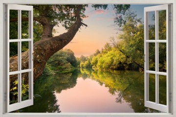 Fototapeta Okno Krajobraz jezioro mazury