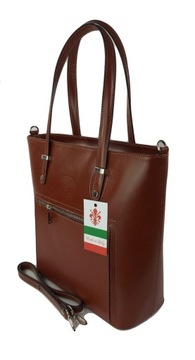 Włoska skórzana torebka na ramię klasyk A4 Brązowa