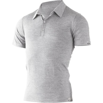 Koszulka polo męska wełna merino merynosa szara XL