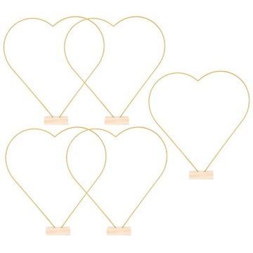 5x Metalowe obręcze w kwiaty Złote pierścionki w kształcie obręczy Art Macrame Ręcznie robione serce Wysokość 30 cm