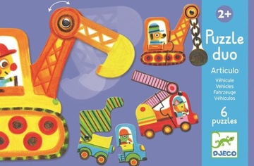DJECO Puzzle Duo dwuelementowe Pojazdy ruchome
