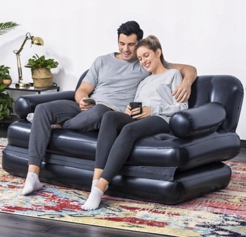 SOFA DMUCHANA BESTWAY DWUCZĘŚCIOWA CZARNA MATERAC ROZKŁADANY NA PLAŻĘ BASEN