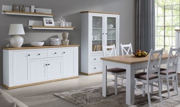 ZESTAW do salonu BOHO komoda + witryna DREWNO dąb