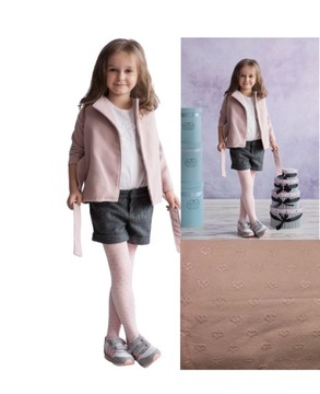 KNITTEX rajstopy serduszka DORA 122-128 różowe wiskoza