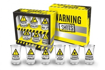Kieliszki ZNAKI DROGOWE 35 ml - ZESTAW 6 szt. - ZABAWNE HASŁA po polsku PL