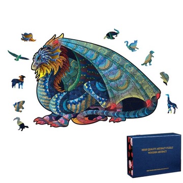 Puzzle Drewniane Premium pudełko prezent smok