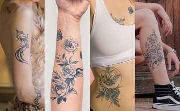 ЖЕНСКАЯ ТАТУ ЦВЕТЫ РОЗЫ ПРОДОЛЖИТЕЛЬНАЯ 2 НЕДЕЛИ ВОДОНЕПРОНИЦАЕМАЯ 056