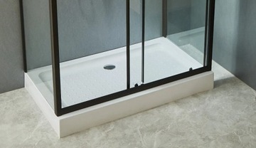 Душевая кабина 100x70 см ПРЯМОУГОЛЬНАЯ РАЗДВИЖНАЯ дверь ЧЕРНАЯ + ДУШЕВОЙ ПОДДОН