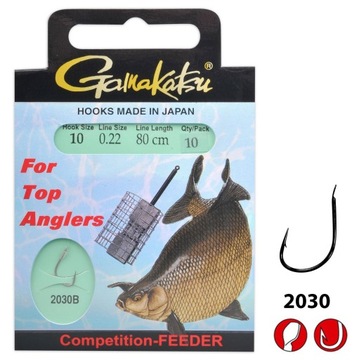 GAMAKATSU BRĄZOWE 2030B Z PRZYPONEM NR 10 0,22mm 80cm FEEDER