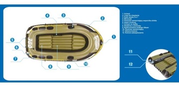 ЛОДКА PONTON 3 PEOPLE FISHMAN 300 ВЕСЕЛЬНЫЙ НАСОС 252см