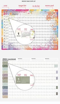 New 2024 Calendar Planner Sheet Kawaii Wall Hanging Calendar Yearly