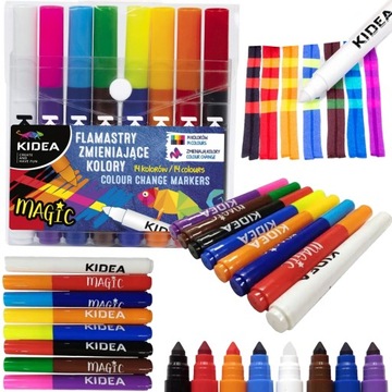 KIDEA MAGICZNE FLAMASTRY ZMIENIAJĄCE KOLOR 14 KOL