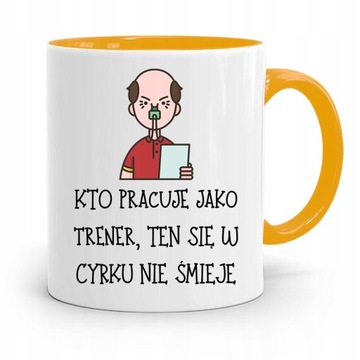DLA TRENERA TRENERKI SIŁOWNIA KUBEK ŻÓŁTY PREZENT z Nadrukiem ze Zdjęciem