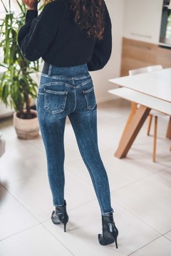 Elastyczne damskie spodnie rurki jeans push up XS