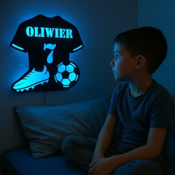 LAMPKA NOCNA LED Piłka Nożna Koszulka Piłkarska Z Imieniem Prezent + GRATIS
