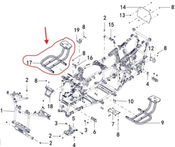 PRAWY STELAŻ METALOWY PODNÓŻKA WSPORNIK Quad ATV Linhai Landforce 650L OEM!