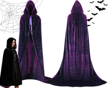 Fioletowa peleryna szata kostium welurowy halloween wampir duch płaszcz L