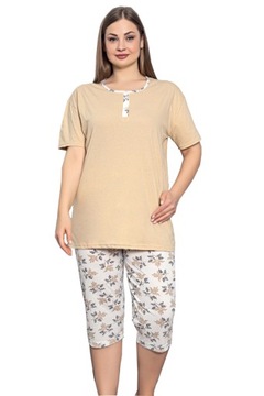 Piżama komplet damski krótkim rękawem plus size