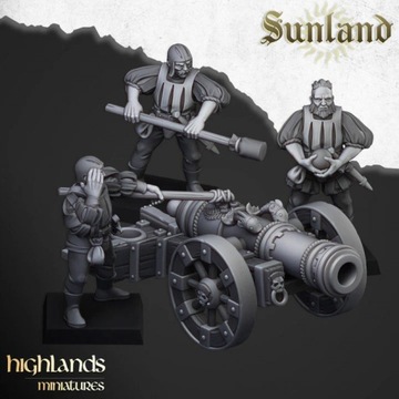 Sunland Great Cannon - Highlands Miniatures Cannon+Crew (3 modele)