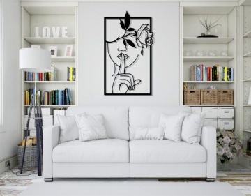 АЖУРНАЯ КАРТИНА УКРАШЕНИЕ СТЕНЫ ЖЕНЩИНА С РОЗОЙ ЖЕНСКОЕ ЛИЦО ГОСТИНАЯ БОЛЬШАЯ 3D