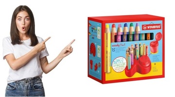 Kredki akwarelowe STABILO WOODY [15] z pojemnikiem