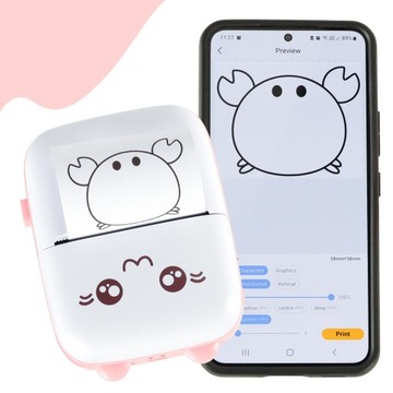 Мини-термопринтер для фотографий этикеток + USB-кабель Blue Cat