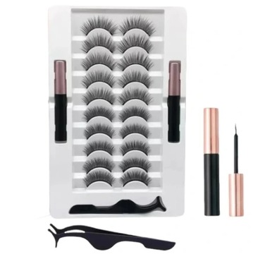 НАКЛАДНЫЕ МАГНИТНЫЕ РЕСНИЦЫ 10 ШТ + ПИНЦЕТ + ПОДВОДКА ДЛЯ ГЛАЗ