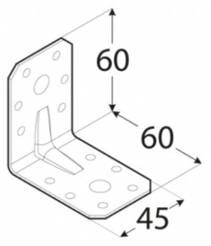 УГОЛ KPL6 СТОЛЯРНЫЙ СОЕДИНИТЕЛЬНЫЙ 60х60х45х2 10 ШТ.