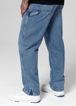 Męskie Spodnie Jeansowe Pitbull Carpenter Niebieski Jeans Loose Tappered