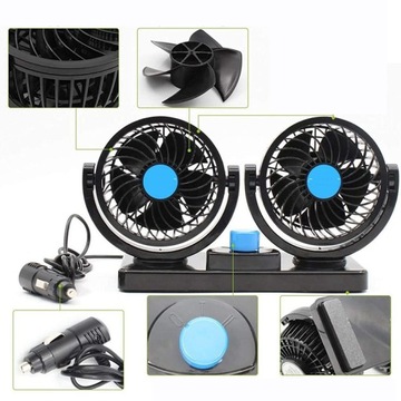 МОЩНЫЙ ВЕНТИЛЯТОР АВТОМОБИЛЬНЫЙ ВЕНТИЛЯТОР 12В - ДВОЙНОЙ