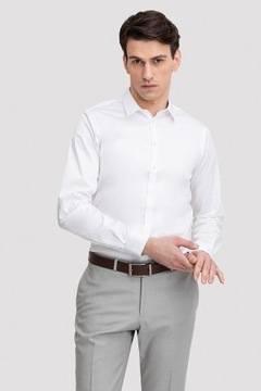 Biała super dopasowana koszula z bawełny rozmiar 176-182/43